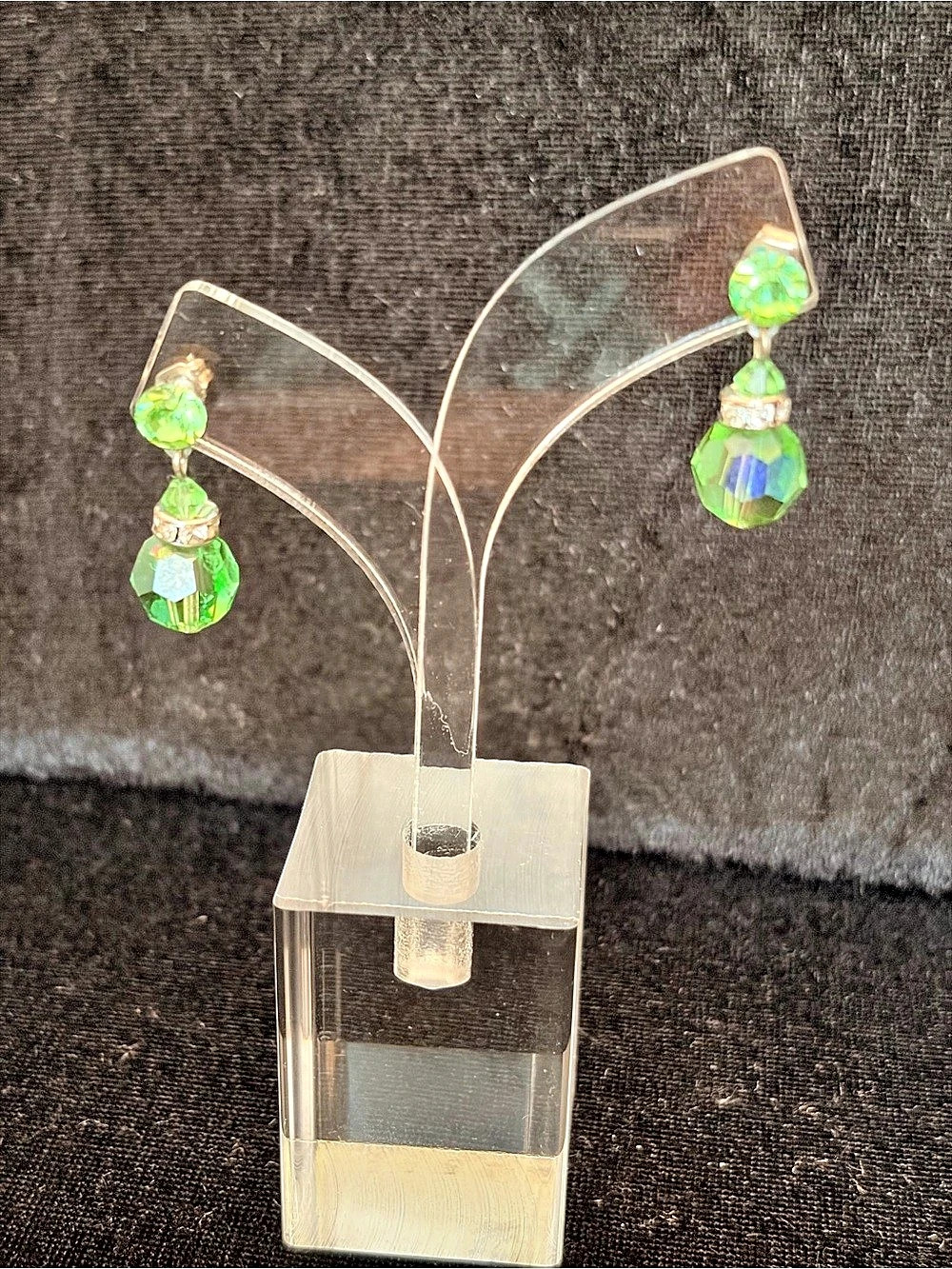 Green Beaded Drop Earrings